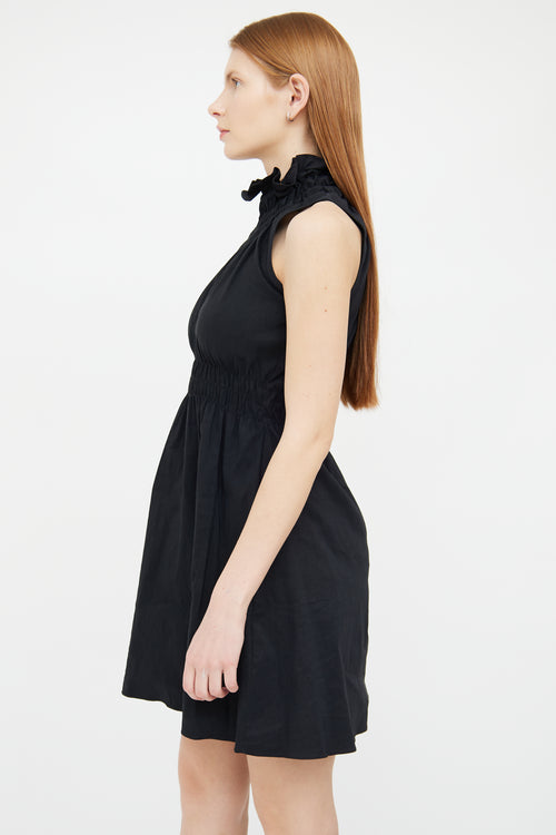 Beaufille Black Smocked High Neck Dress