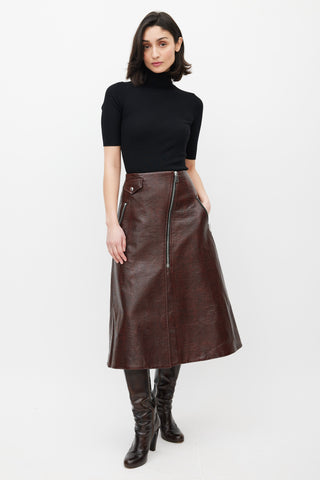 Beaufille Burgundy Faux Leather Garbo Skirt