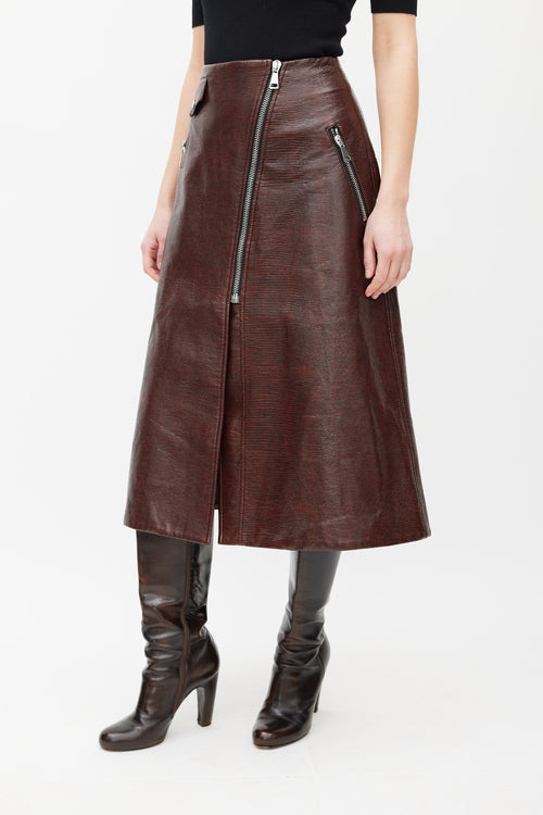 Beaufille Burgundy Faux Leather Garbo Skirt