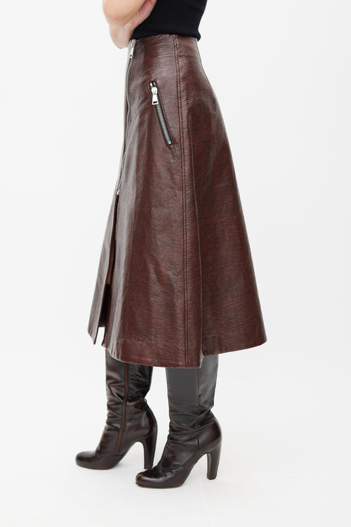 Beaufille Burgundy Faux Leather Garbo Skirt