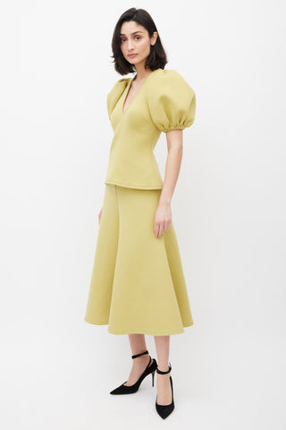 Beaufille Chartreuse Yellow Neoprene Curie Skirt