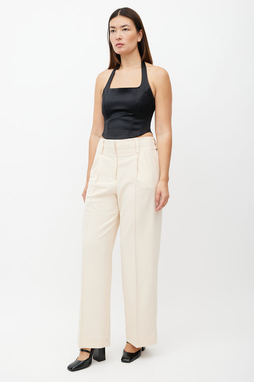 Beaufille Cream Ulla Pleated Wide Leg Trouser