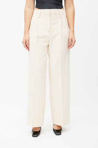 Beaufille Cream Ulla Pleated Wide Leg Trouser