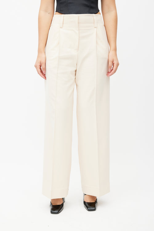 Beaufille Cream Ulla Pleated Wide Leg Trouser