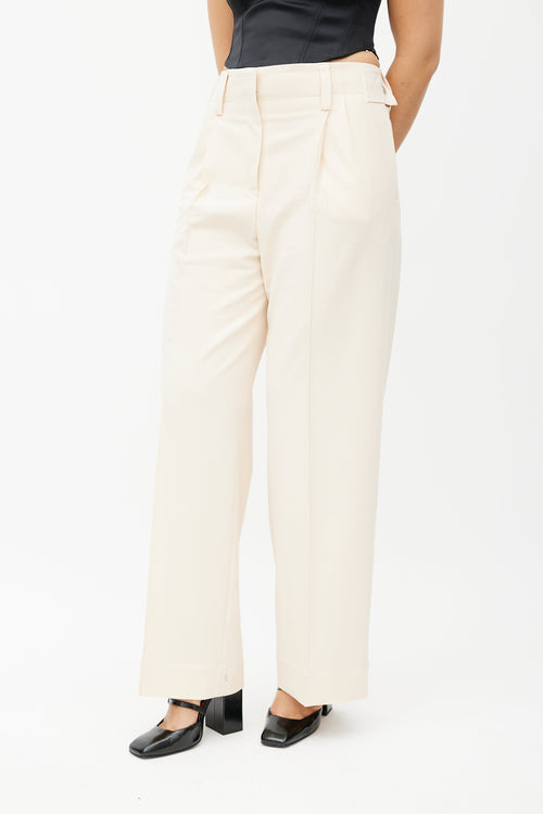 Beaufille Cream Ulla Pleated Wide Leg Trouser