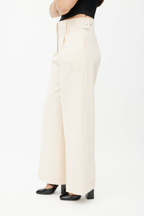 Beaufille Cream Ulla Pleated Wide Leg Trouser