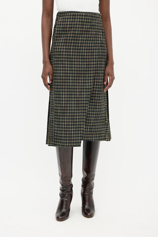 Beaufille Green 
Multi Plaid Kari Midi Skirt