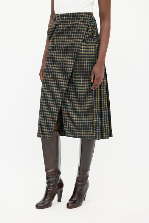 Beaufille Green 
Multi Plaid Kari Midi Skirt