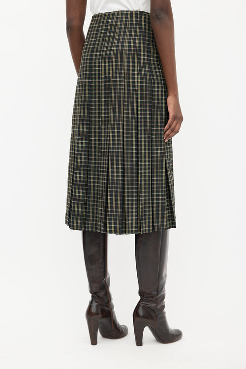 Beaufille Green 
Multi Plaid Kari Midi Skirt