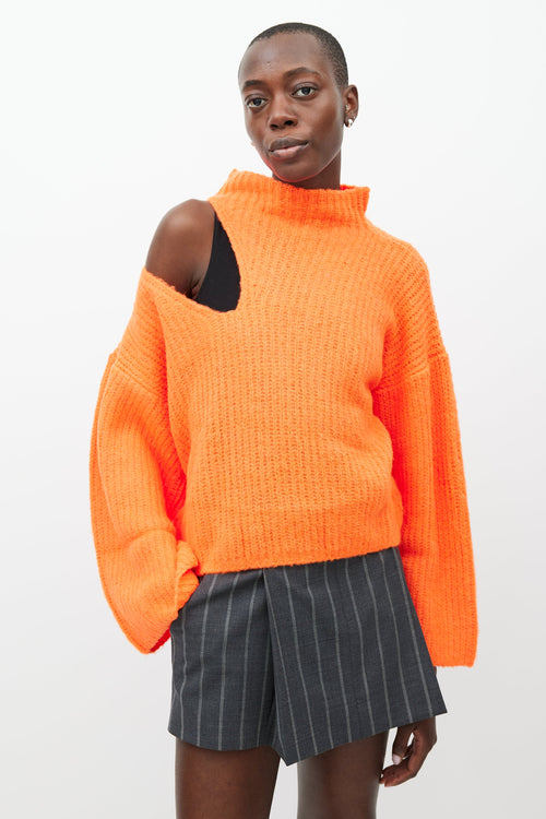 Beaufille Orange Cut Out Knit Sweater