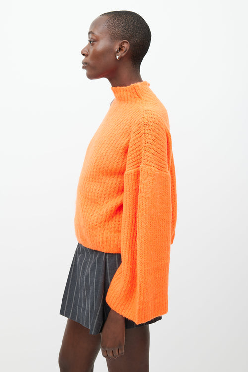 Beaufille Orange Cut Out Knit Sweater