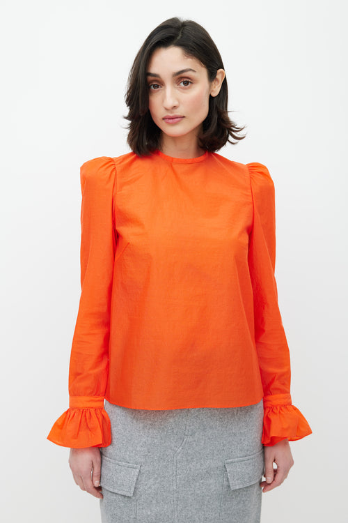 Beaufille Orange Semi Sheer Maiolino Blouse