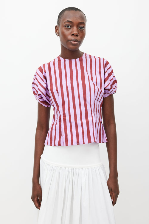 Beaufille Purple 
Burgundy Ivey Striped Top