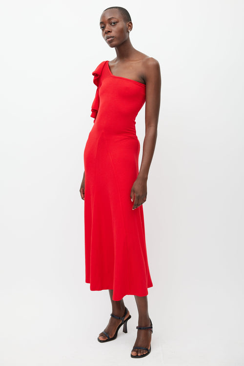 Beaufille Red Dione Ruffled Dress