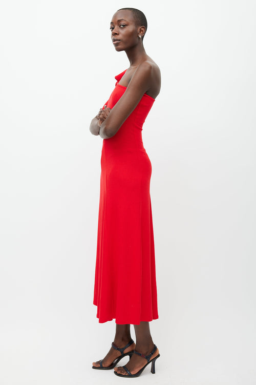 Beaufille Red Dione Ruffled Dress