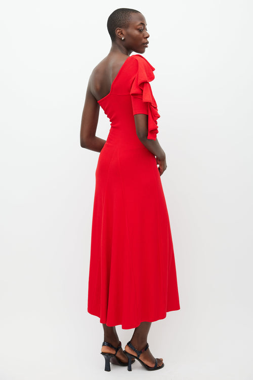 Beaufille Red Dione Ruffled Dress