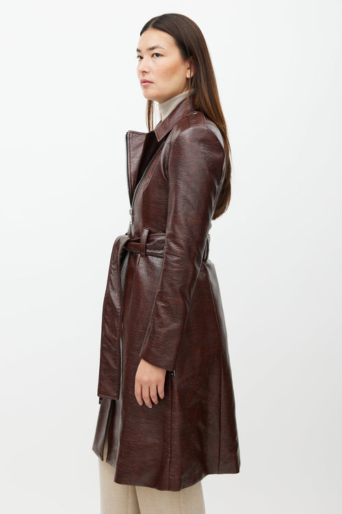 Beaufille Red Embossed Faux Leather Coat