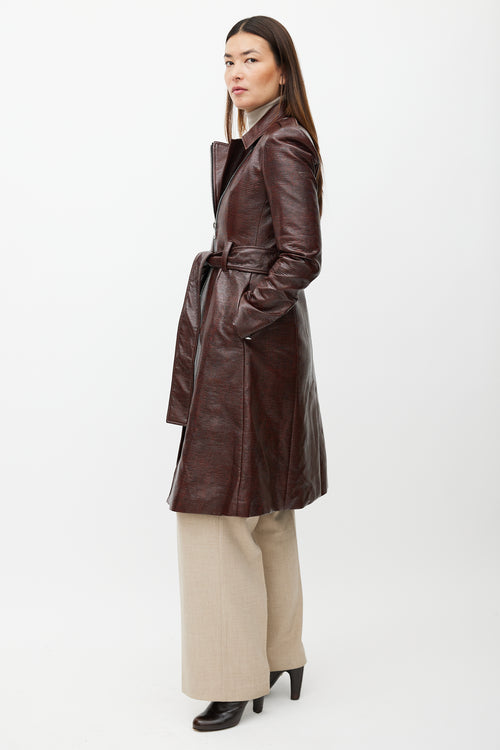 Beaufille Red Embossed Faux Leather Coat