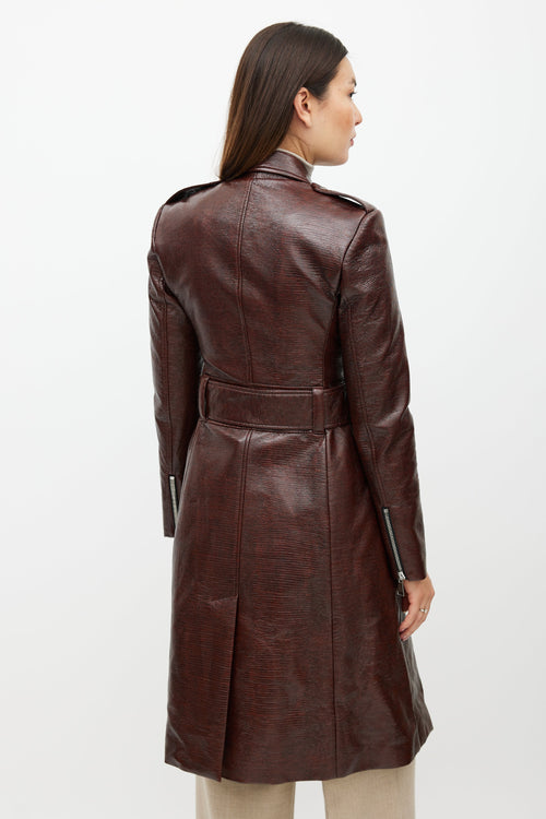 Beaufille Red Embossed Faux Leather Coat