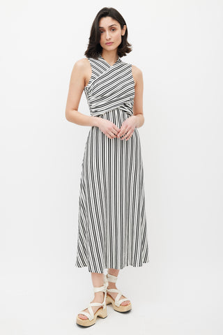 Beaufille White 
Black Damia Stripe Dress