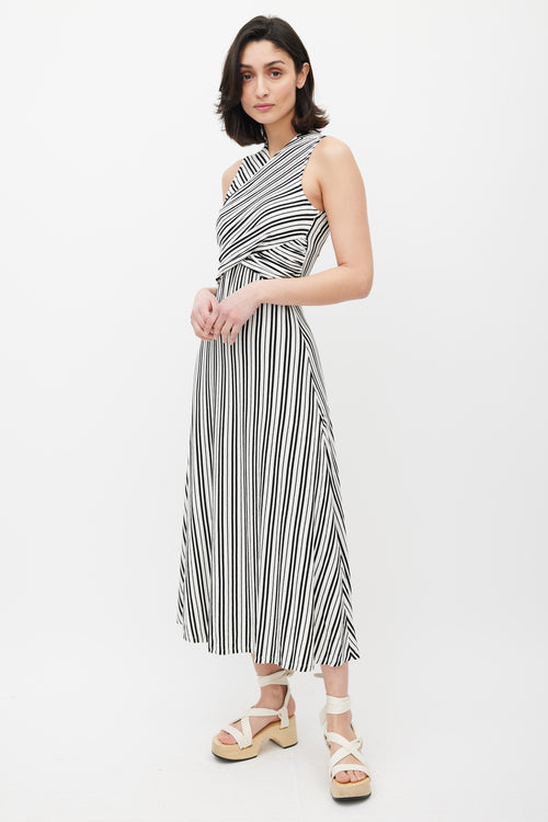 Beaufille White 
Black Damia Stripe Dress