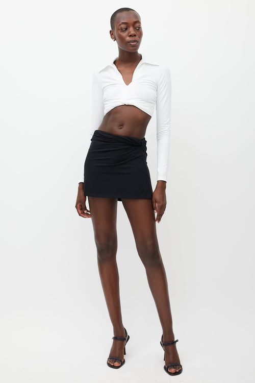 Beaufille White Coma Gathered Crop Top