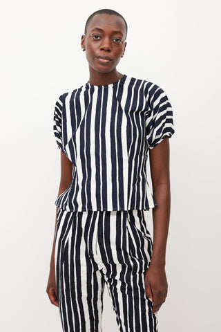 Beaufille White 
Navy Ivey Striped Top