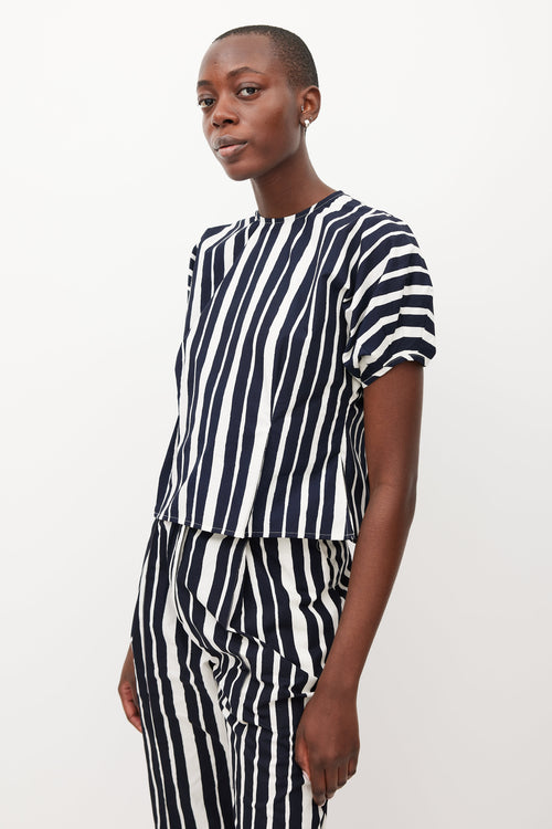 Beaufille White 
Navy Ivey Striped Top