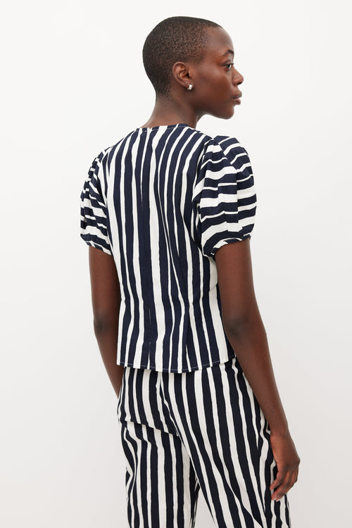 Beaufille White 
Navy Ivey Striped Top