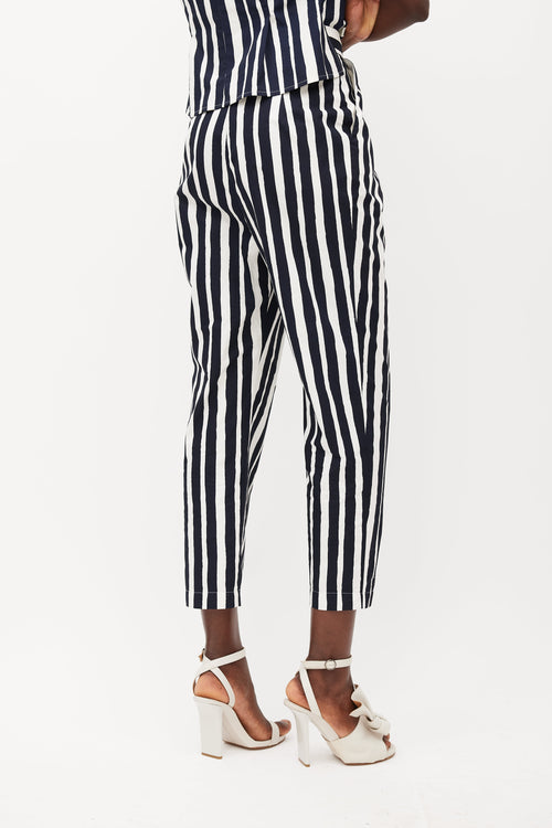 Beaufille White 
Navy Nova Striped Trouser