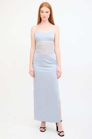 Bec + Bridge Light Blue Satin Mari Lou Mesh Panel Dress