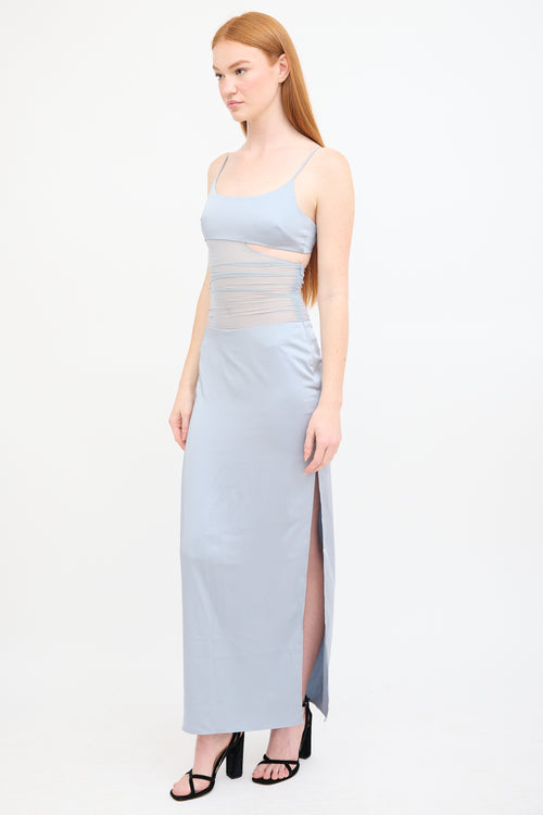 Bec + Bridge Light Blue Satin Mari Lou Mesh Panel Dress