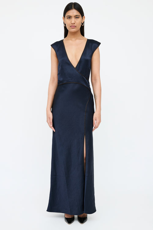 Bec+Bridge Navy Wrap V-Neck Dress