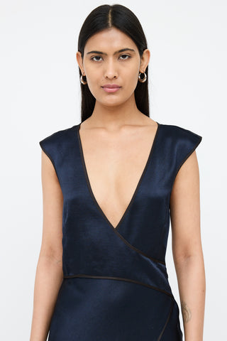 Bec+Bridge Navy Wrap V-Neck Dress