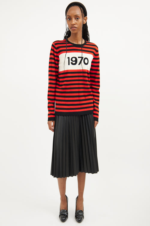 Bella Freud Red Wool Stripe Knit Sweater