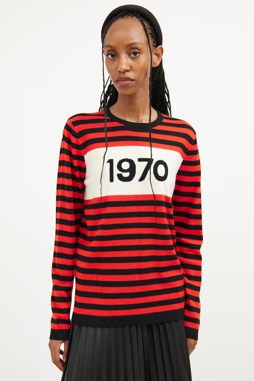 Bella Freud Red Wool Stripe Knit Sweater