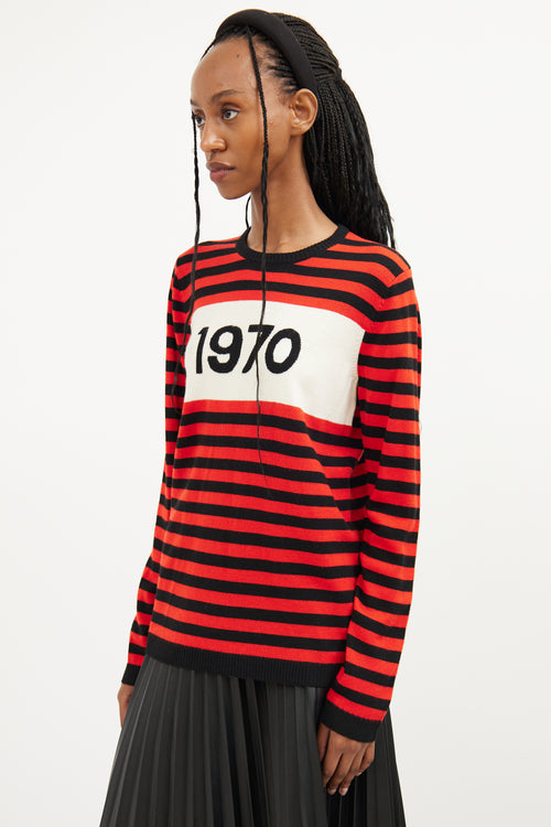 Bella Freud Red Wool Stripe Knit Sweater