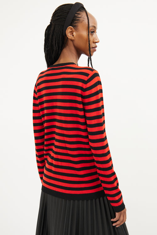 Bella Freud Red Wool Stripe Knit Sweater