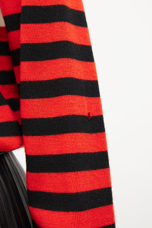 Bella Freud Red Wool Stripe Knit Sweater