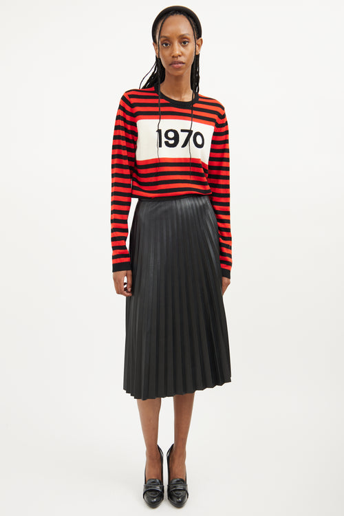 Bella Freud Red Wool Stripe Knit Sweater