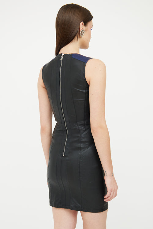 Belstaff Navy Cream 
Black Leather Dress