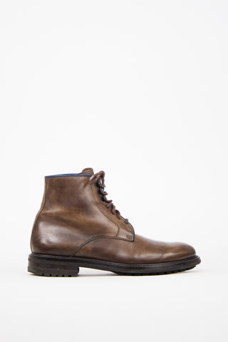 Benigno Brown Leather Lace Up Boot