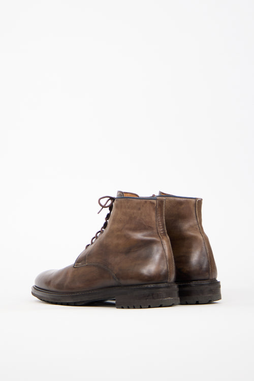 Benigno Brown Leather Lace Up Boot