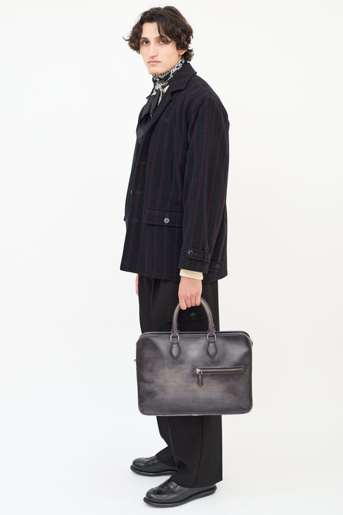 Berluti Black Patina Leather Un Jour Briefcase