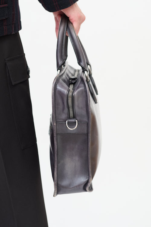 Berluti Black Patina Leather Un Jour Briefcase