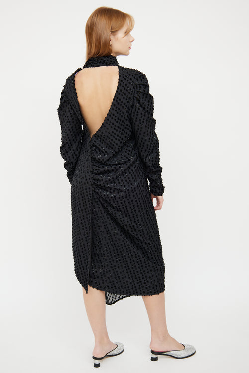 Birgitte Herskind Black Drape Dot Long Sleeve Dress