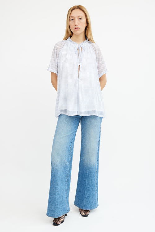 Birgitte Herskind Blue 
White Gingham A-line Top