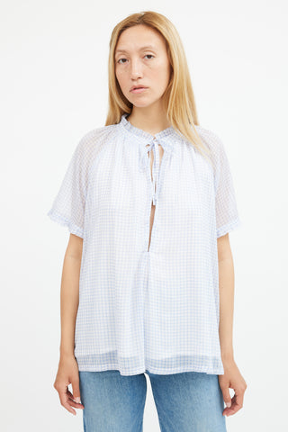 Birgitte Herskind Blue 
White Gingham A-line Top