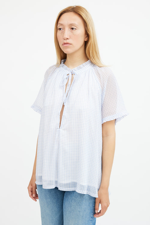 Birgitte Herskind Blue 
White Gingham A-line Top