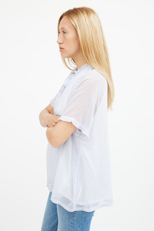 Birgitte Herskind Blue 
White Gingham A-line Top